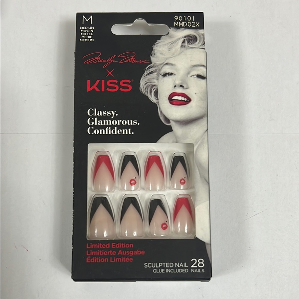 Kiss x Marilin Monroe Red and Black Sculpted Nails Limited Edition